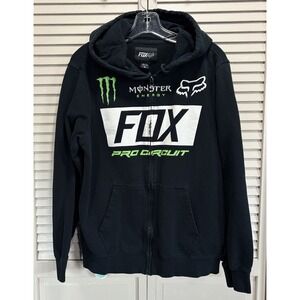 Fox Pro Circuit Racing Zip Up Hoodie Size Medium Motorcross Monster Graphic Logo
